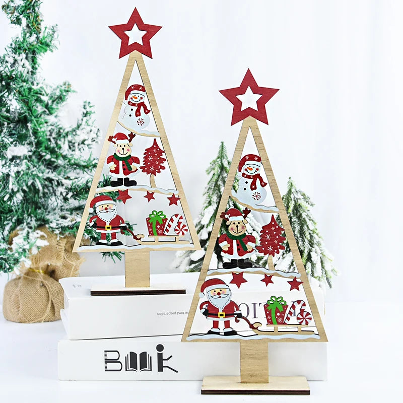 Christmas Tree Wood Signs Santa Claus Xmas Tree Hanging Ornament Merry Christmas Decorations For Home Navidad 2025 New Year Gift