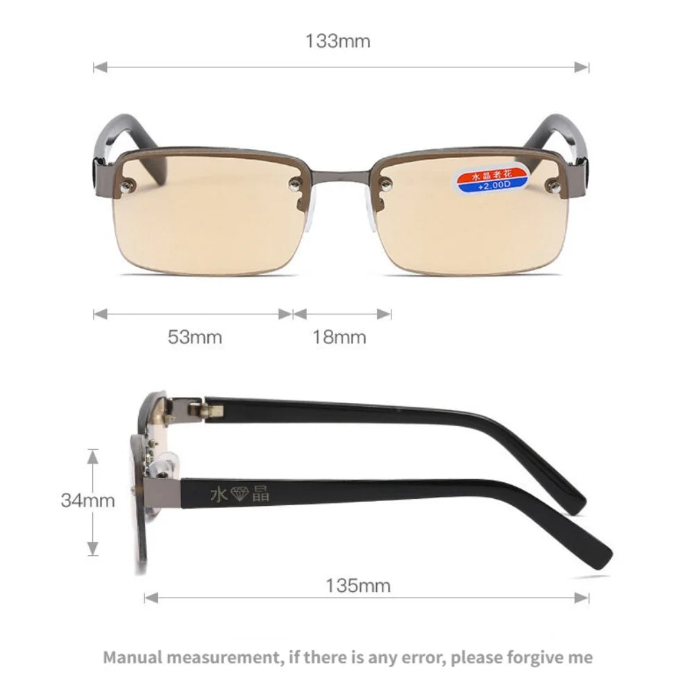 Classic High-quality Half-frame Reading Glasses Mens Vintage Natural Original Stone Presbyopia Eyeglasses  Diopter +1.0 To +4.0