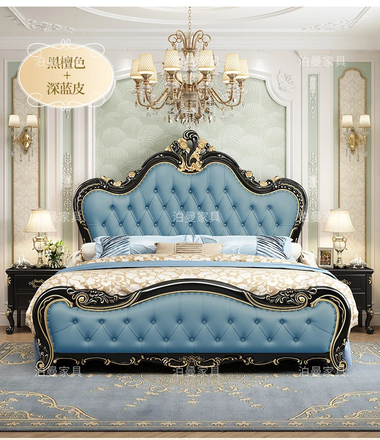 Luxury Couple Bed European Aesthetic Leather Queen Size Princess Bed Storage Space Cama De Casal Luxuosa Modern Furniture