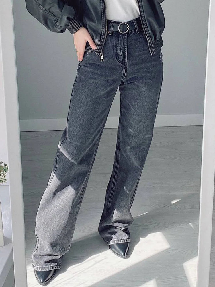 Blue Jeans Women High Waist 2025 Loose Casual Boyfriend Long Jeans For Work Ladies Simple Straight Leg Denim Pants For Women