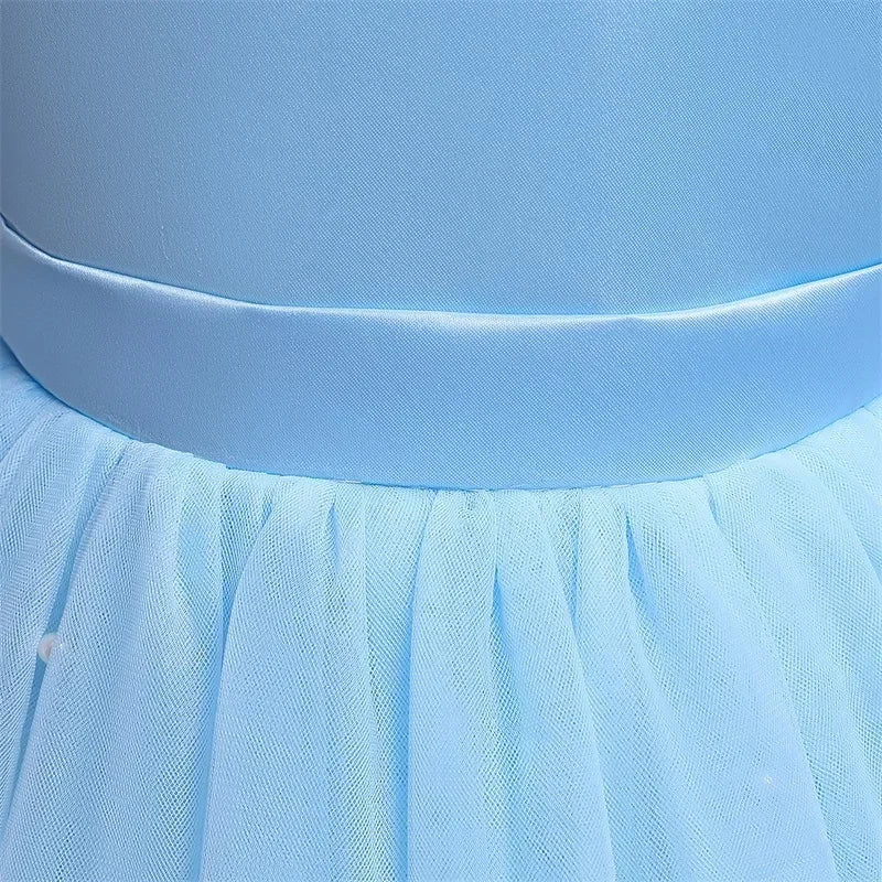 Toddler Girl Flower Birthday Tulle Dress Backless Bow Wedding Dress Kids Christmas Party Princess Dress Baby Girl Clothes