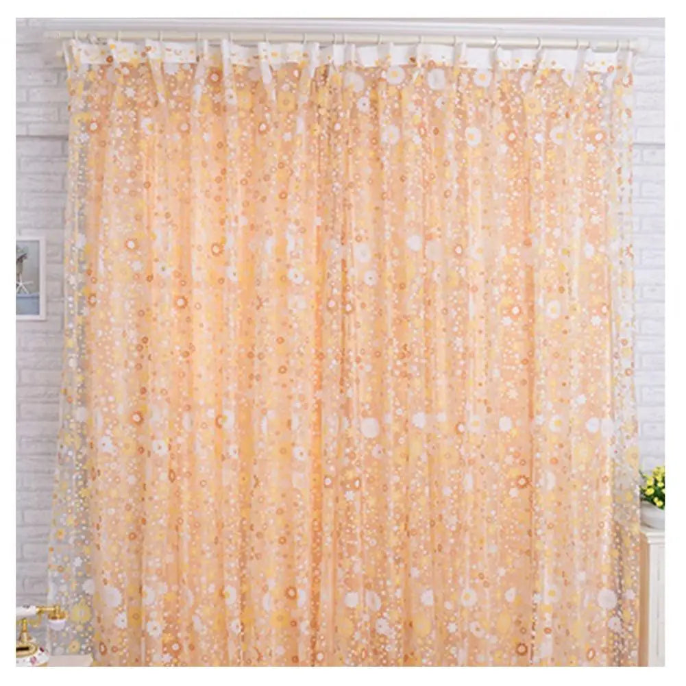 200X100cm Floral Pattern Window Curtain Summer Transparent Room Decor Window Screening Door Curtains Drape Panel Sheer Tulle