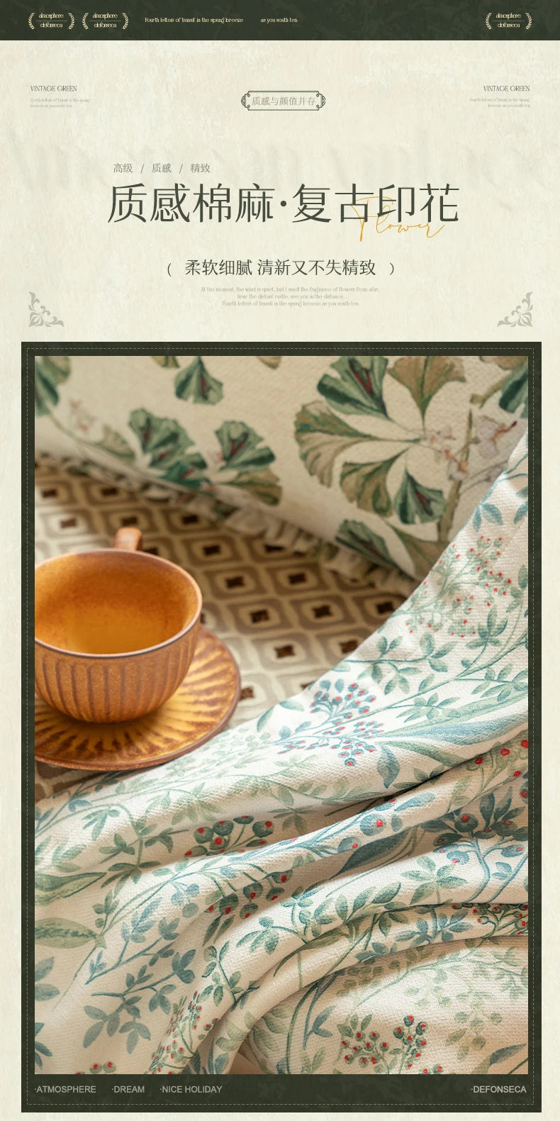 Curtains for Living Dining Room Bedroom American Pastoral Retro Floral Print Cotton and Linen Blackout Light Luxury