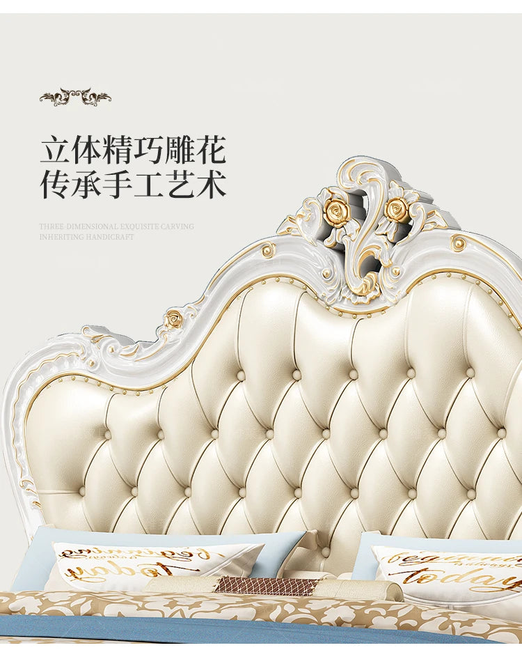 European Luxury Bed Bedroom Comfortable Ergonomic Double Sleeping Safe Bed Sun Princess Cama Solteiro Lounge Suite Furniture