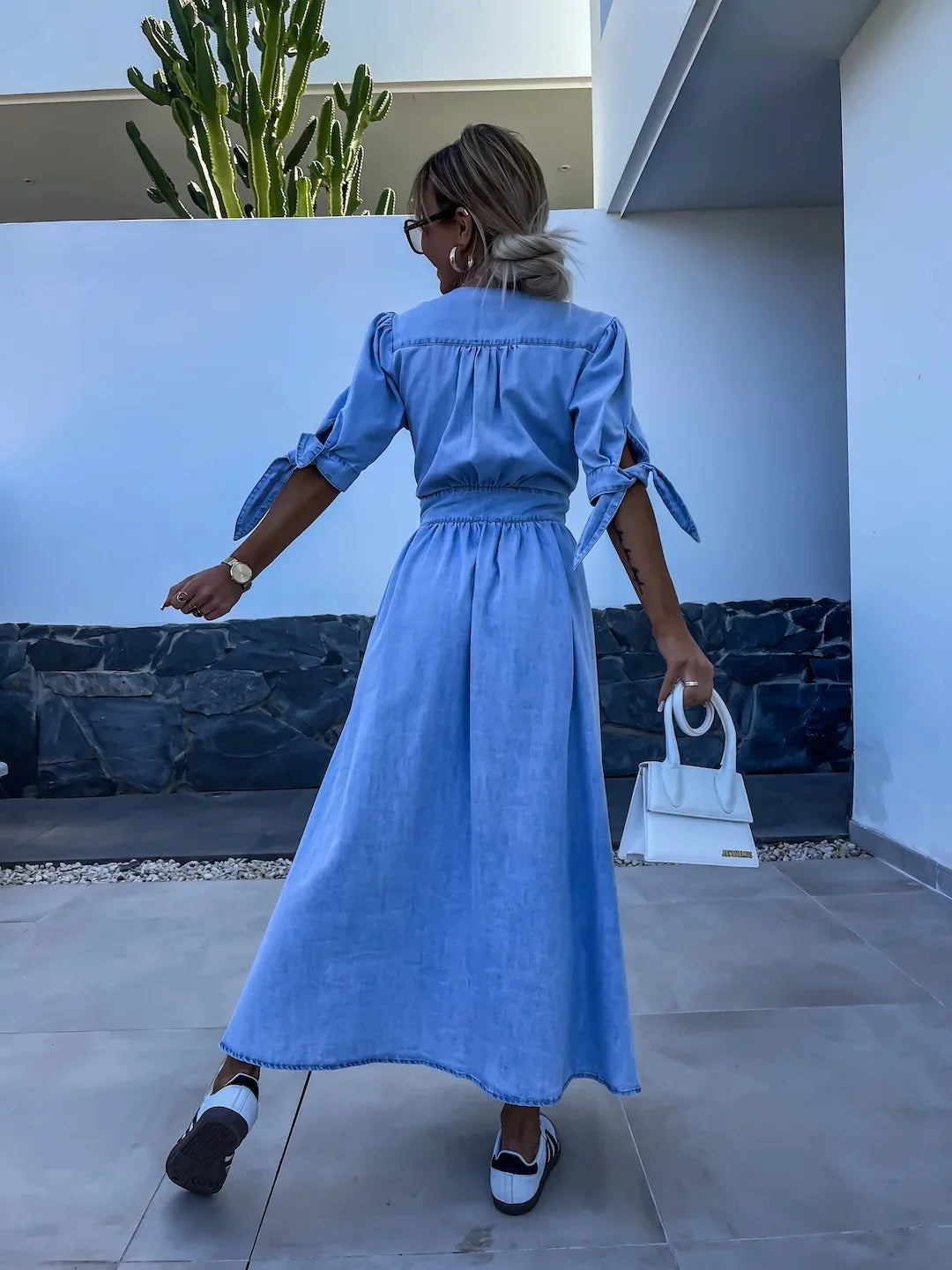 Long Dresses for Women Sexy Denim Dress V Neck Single Breasted Lace Up Distressed Vintage A Line Streetwear Female 2025 Vestidos