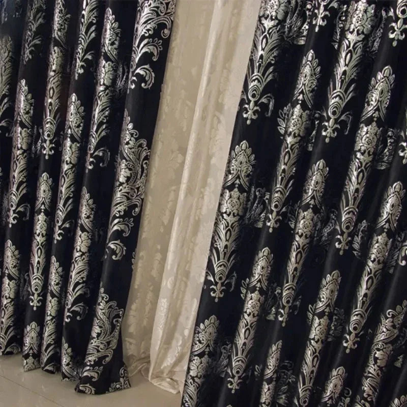 European-style Curtains For Living Dining Room BedroomBronzing Velvet Black Velvet Curtain Silver Light Luxury Customization
