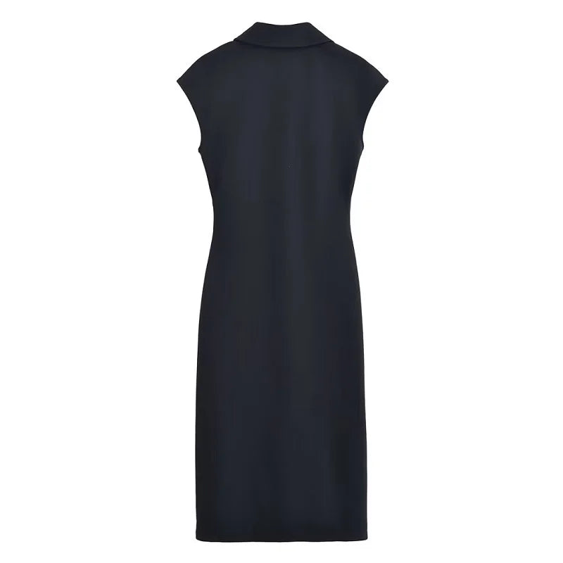 MUJER 2025 Pleated Midi Dresses for Women Sleeveless Shirt Dress Woman White Black Women's Summer Dress Draped Party Dress Women