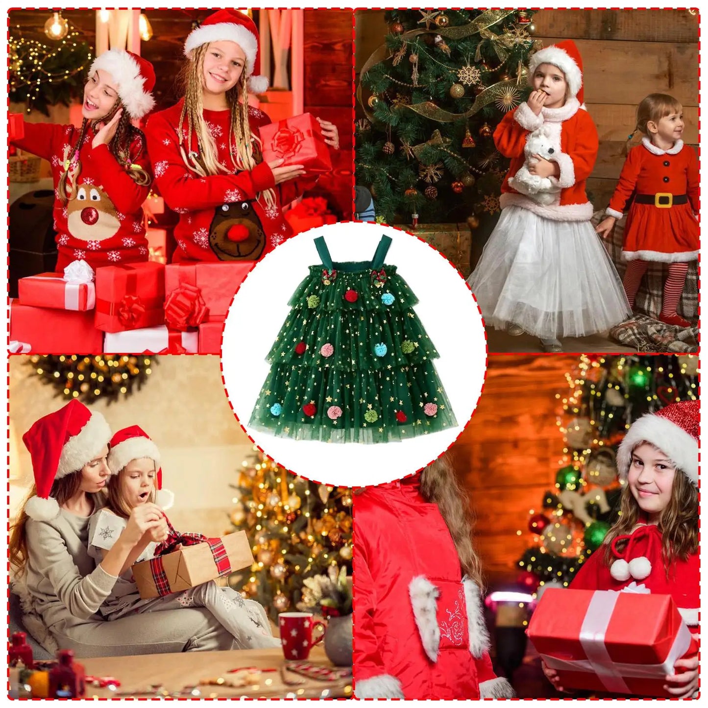 Christmas Dresses For Girls Fashion Girls Dress Glitter Clothes Tiered Outfit For Event Party Birthday Outdoor Activities Club