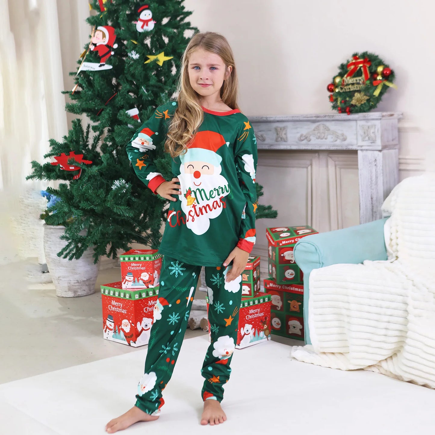 New Year's Clothes 2025 Family Look Pjs Cute Cartoon Parent-child Matching Pajamas Set Baby Dog Romper Pjs Full Sleeve Sleepwear
