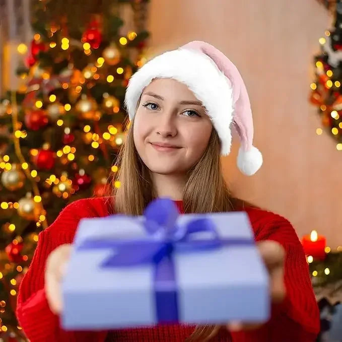 Chrismas Hat Adults Santa Hat for Men and Women Pink Green Blue Red Purple Black White