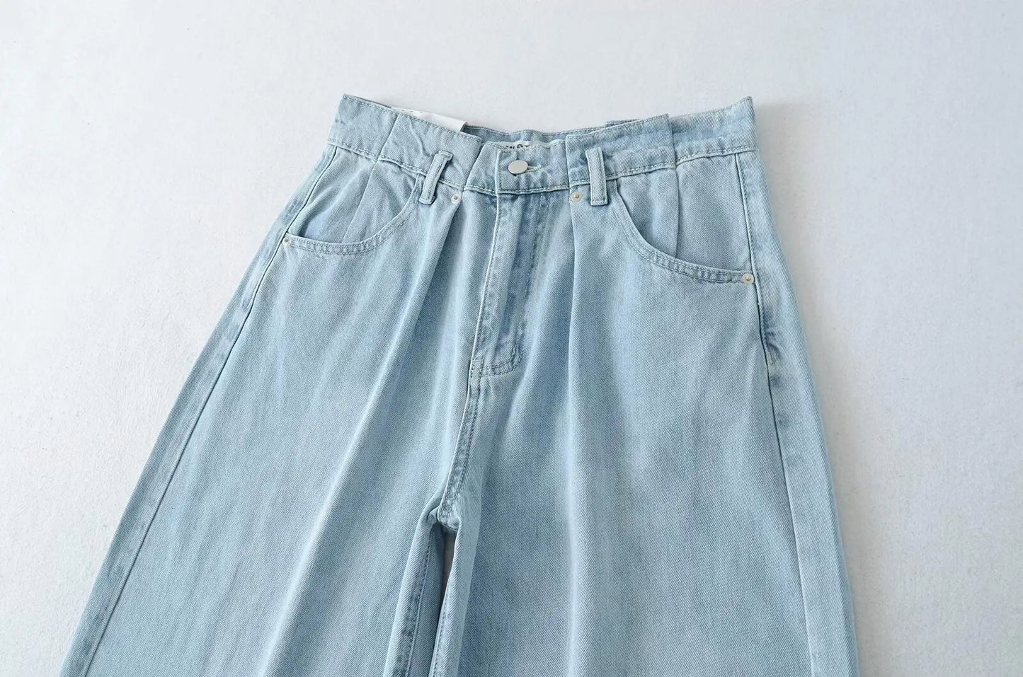 Women 2025 Fashion Straight Jeans Vintage Solid Casual High Waist Wide Leg Denim Pants High Street Lady Trousers Jeans