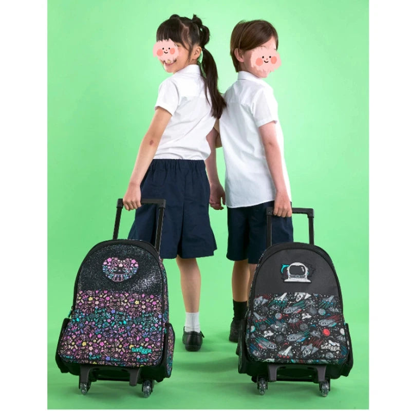New Children'S Hot-Selling Schoolbag Female Cute High-Quality Black Cat Flower Pencil Case Lunch Bag Trolley Bag Back To School