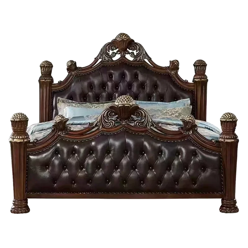 Luxury Nordic Bed Multifonction King Size Aesthetic Sleeping French Bed Lounge Wooden Modern Cama Matrimonial Bedroom Furniture