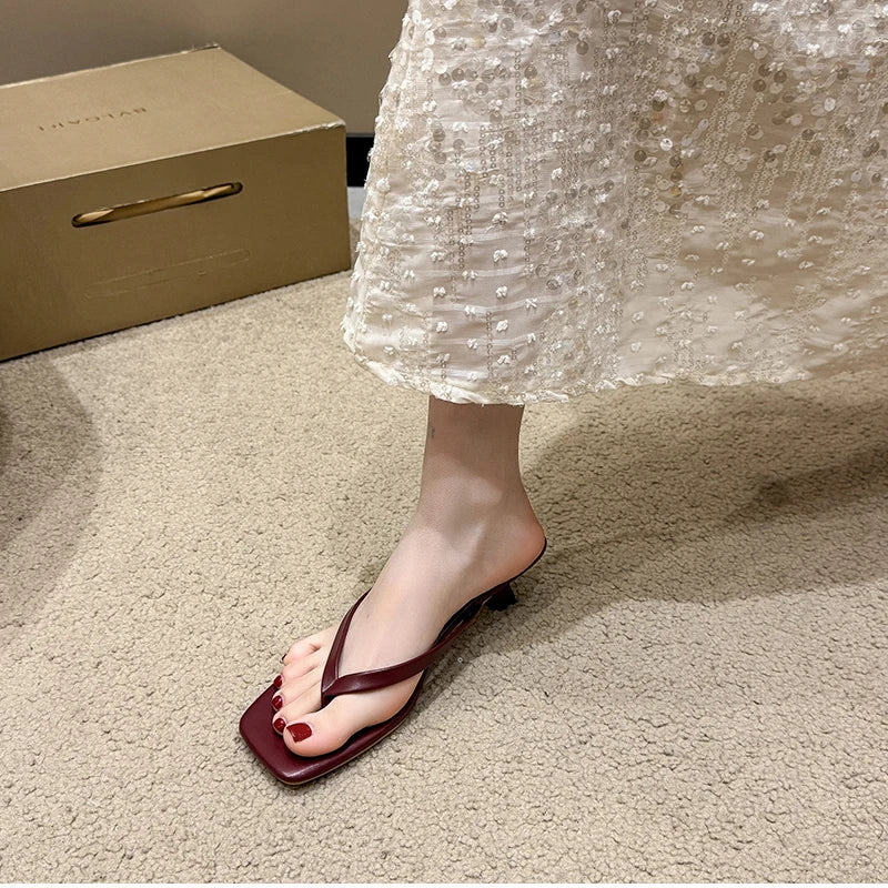 Summer Women Clip Toe Slippers Comfort Low Heel Slides Shoes Ladies Casual Dress Street Style Sandalis