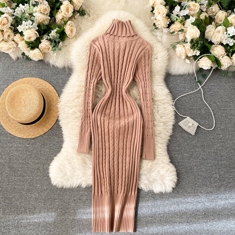 Seoulish Autumn Winter Twist Women's Wrap Knitted Dresses Long Sleeve Sheath Knitwear Office Bodycon Dress Female 2025 New