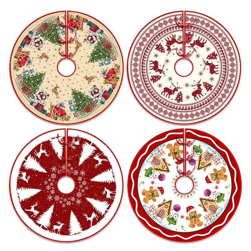 90/120cm Christmas Tree Skirt Mat Christmas Tree Foot Cover Santa Claus Snowflake Christmas Tree Carpet Base Mat Decorations