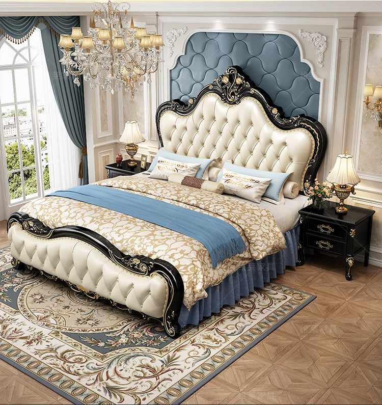 European Luxury Bed Bedroom Comfortable Ergonomic Double Sleeping Safe Bed Sun Princess Cama Solteiro Lounge Suite Furniture