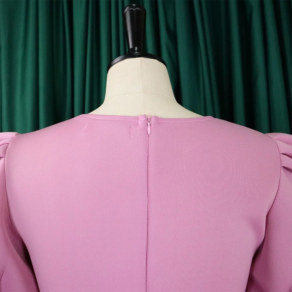 Elegant Party Dresses for Women O Neck Short Sleeve High Waisted Pleated Knee Length Fashion Ladies Birthday Dinner Vestidos Hot