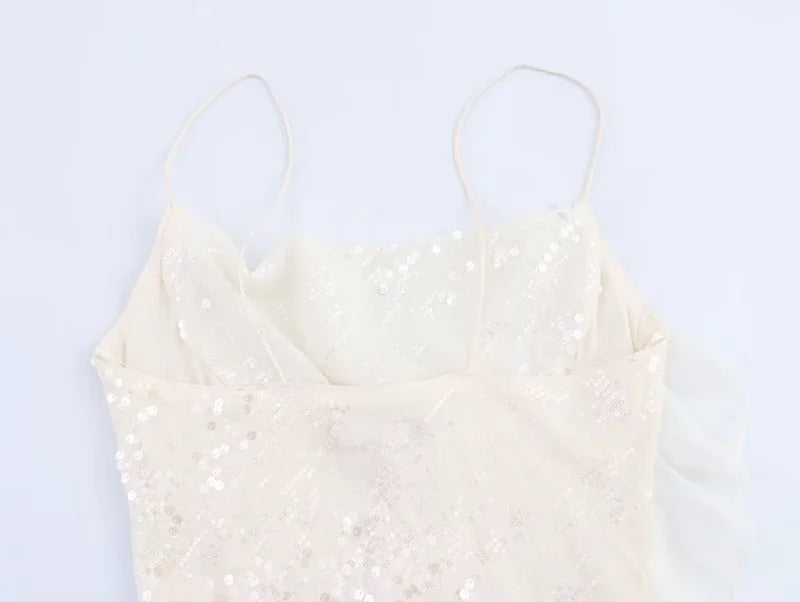 MUJER 2025 Sequin Mini Dress Woman Sexy Slip Party Dresses for Women Summer Backless Women's Dress Straps Beach Short Dresses