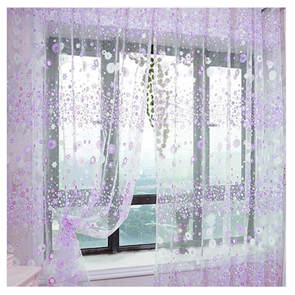 200X100cm Floral Pattern Window Curtain Summer Transparent Room Decor Window Screening Door Curtains Drape Panel Sheer Tulle