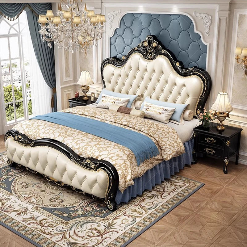 European Luxury Bed Bedroom Comfortable Ergonomic Double Sleeping Safe Bed Sun Princess Cama Solteiro Lounge Suite Furniture