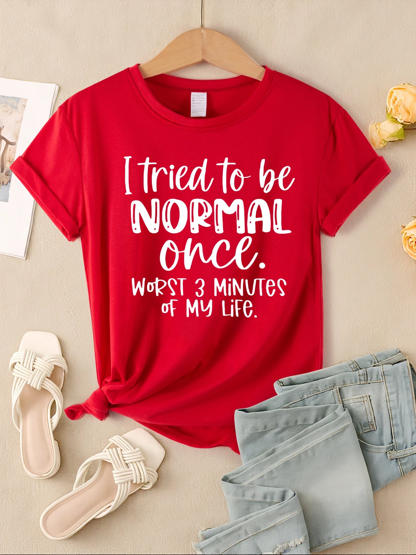 I Tried To Be Normal Once Print Women T-Shirts Multicolor Modal Short Sleeve Trendy Sports Clothes Casual Hip Hop Clothing