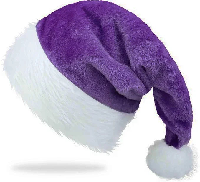 Chrismas Hat Adults Santa Hat for Men and Women Pink Green Blue Red Purple Black White