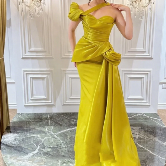 Fashion Elegant Exquisite Homecoming Dresses Satin Ruched A-line One-shoulder Formal Evening Dresses Customized