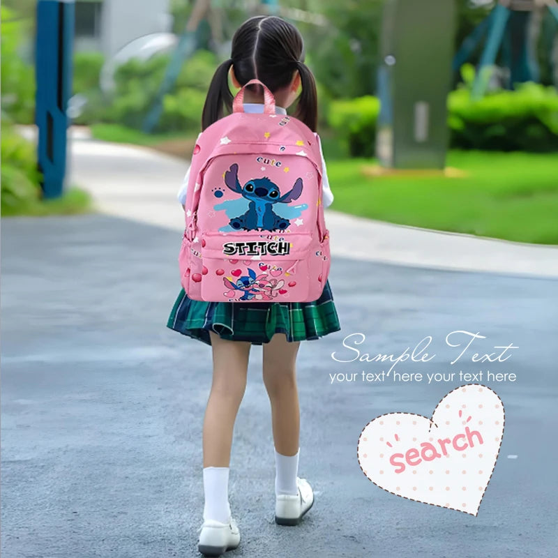 Back-to-school season and school, durable nylon schoolbags, large-capacity day bags, Stitch cartoon backpacks