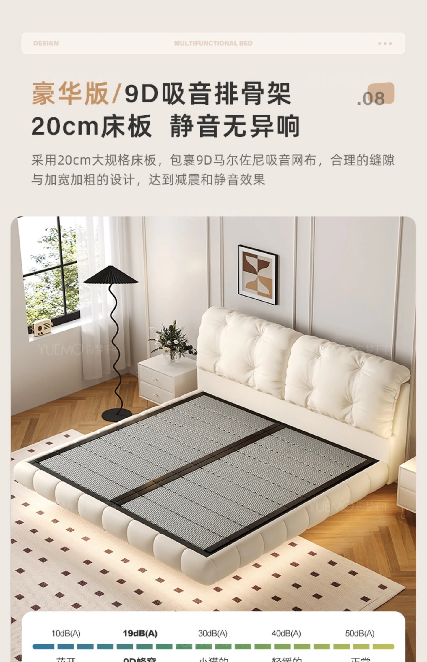 Pretty Elegant Double Bed Frame Mattress White Comferter Bed Queen Size Cama Matrimonial Bedroom Furniture