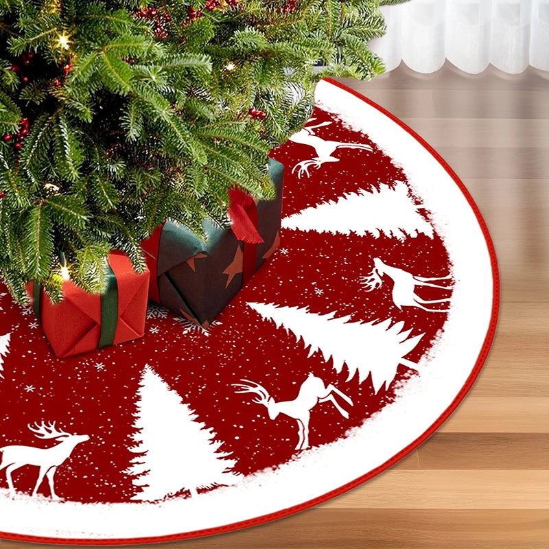 90/120cm Christmas Tree Skirt Mat Christmas Tree Foot Cover Santa Claus Snowflake Christmas Tree Carpet Base Mat Decorations