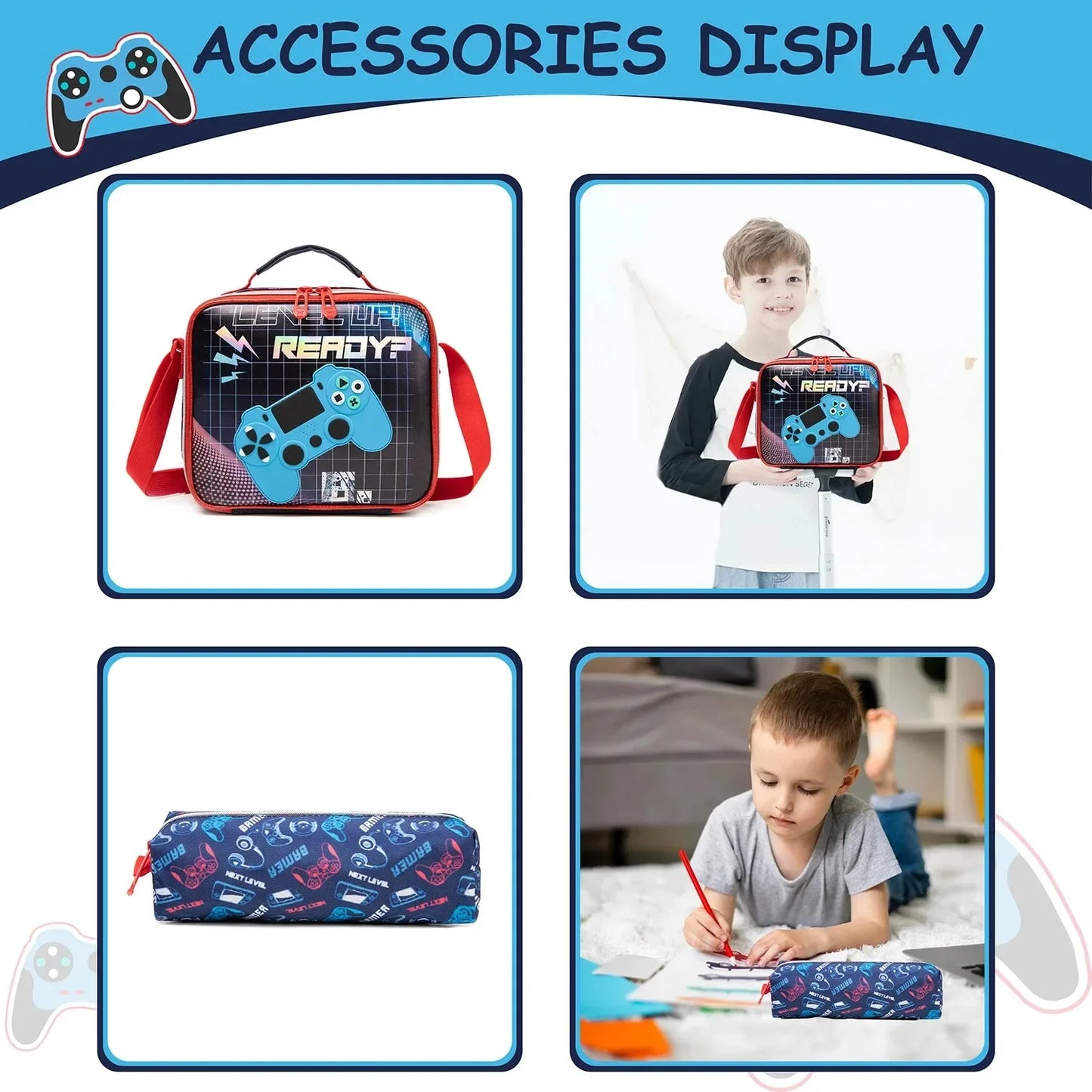 Children's School Bag for Boys Waterproof Backpack Set with Thermal Bag School Boy Backpack Elementary Student Shoulder Bag
