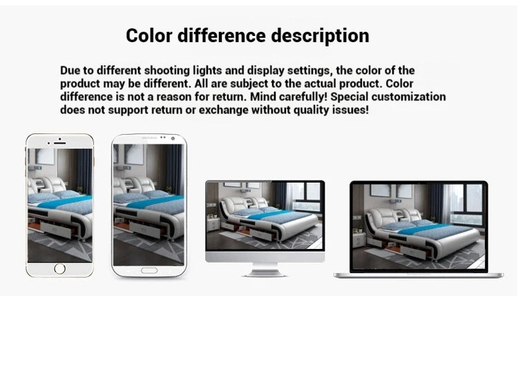 Queen Luxury Modern Double Bed Storage Multifonction Bedroom King Double Bed White Frame Smart Cama Box Casal Room Furniture