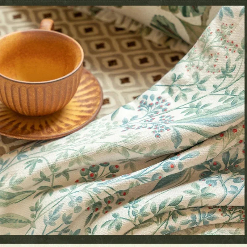 Curtains for Living Dining Room Bedroom American Pastoral Retro Floral Print Cotton and Linen Blackout Light Luxury