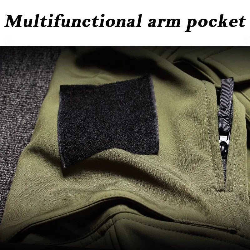 Motorcycle Jacket Men Riding Outdoor Winter Coats Tactical Multi-pocket Soft Shell Waterproof Windproof Warm Shark Skin