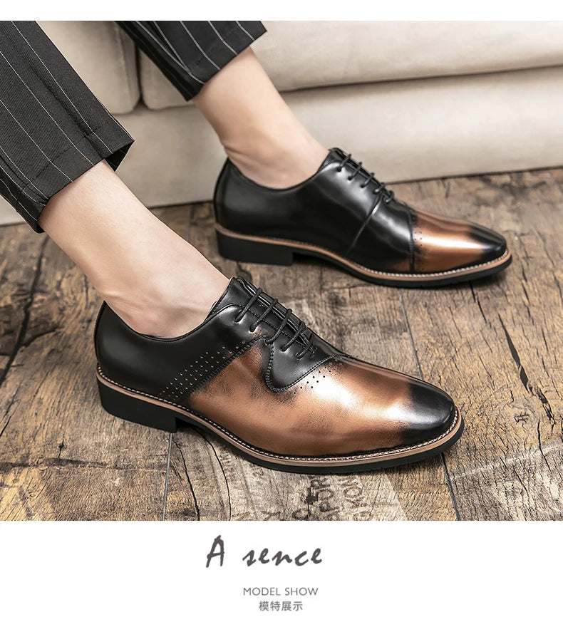 Shoes for men shoes leather shoes business dress shoes all-match casual shock-absorbing wear-resistant footwear black Plus