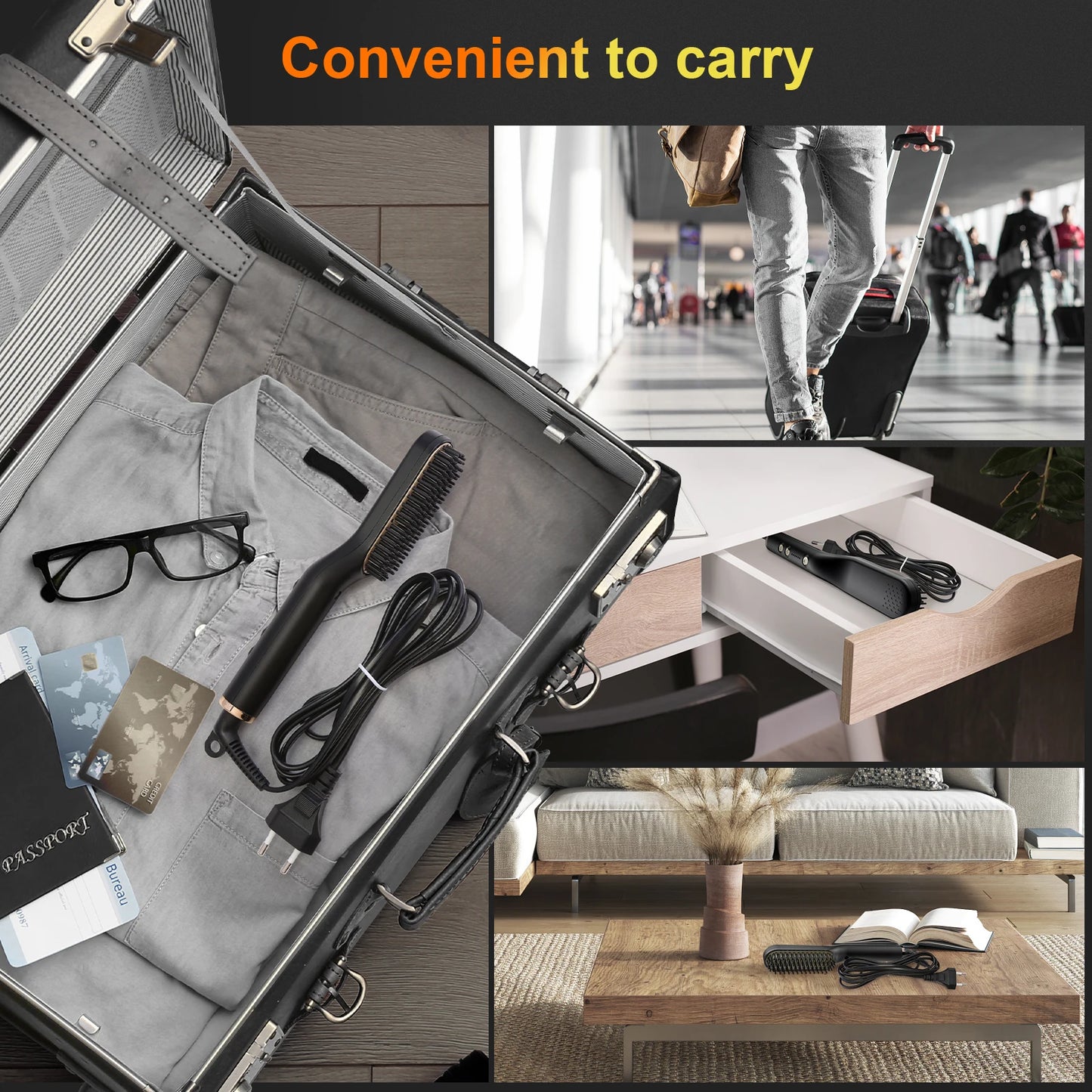 ANLAN Beard Hair Straightening Brush Hot Heated Comb Men Beard Multifunctional Straightener Ceramic Comb Quick Hair Styler