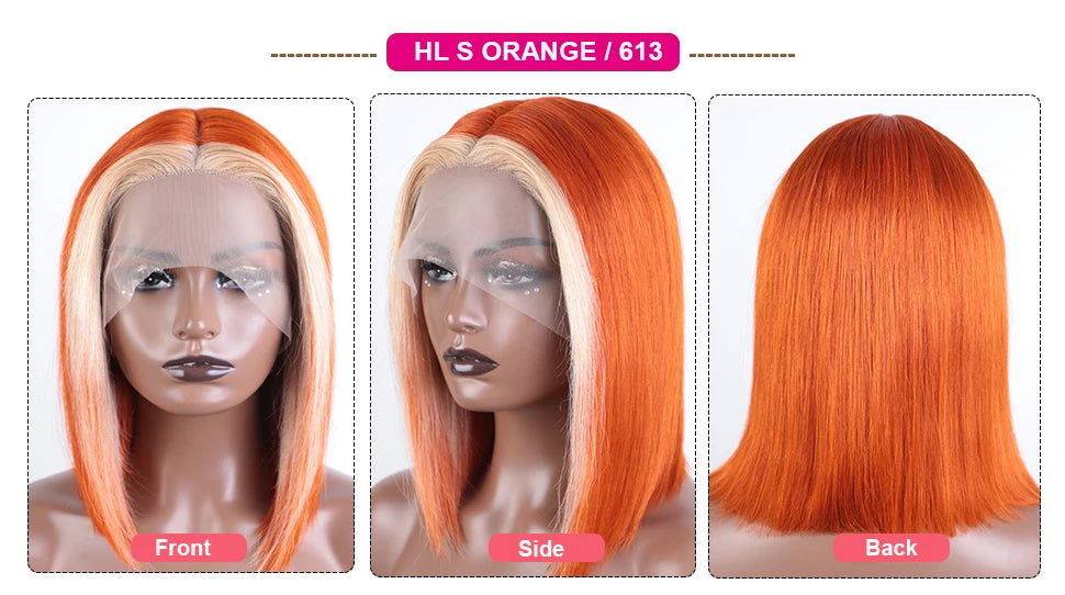 Colored Ombre Pink Bob T Part Lace Wigs Straight Human Hair Lace Front Wigs Pre Plucked Blonde Straight Lace Front Wigs