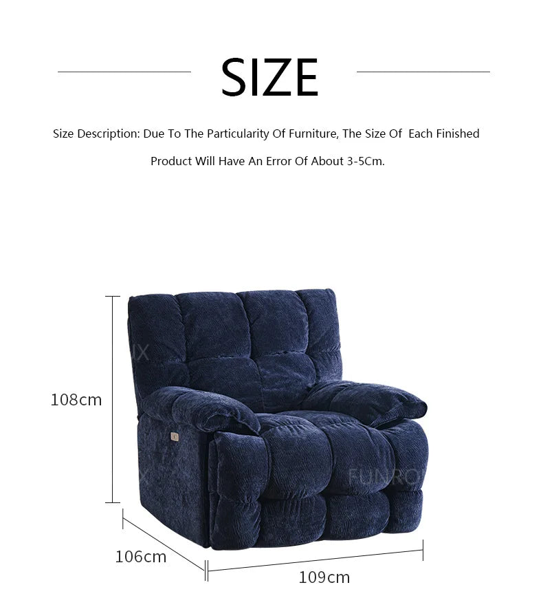 Modern Multifunctional Fabric Sofa Living Room Leisure Recliner Sofa Electric Sofa Hotel Club Leisure Recliner