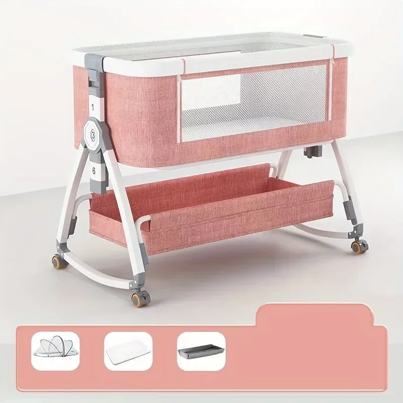 Folding Bed Children Multi Functional Baby Crib Foldable Height Adjustment Splicing Cama Plegables Para Children's Furniture
