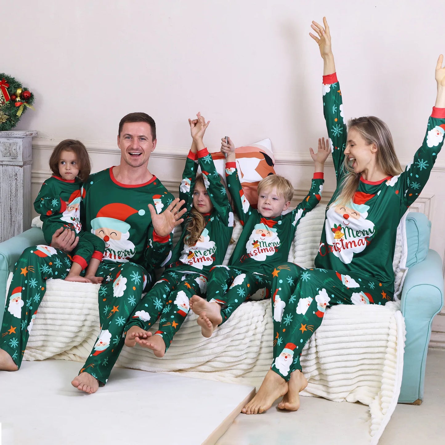 New Year's Clothes 2025 Family Look Pjs Cute Cartoon Parent-child Matching Pajamas Set Baby Dog Romper Pjs Full Sleeve Sleepwear