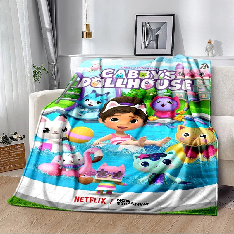 Cartoon Cute Gabbys Dollhouse Girl Soft Blankets,Keep Warm Throw Blanket Comfortable Blanket for Picnic Beds Sofa Home Bedroom