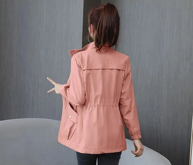 Women's Windbreaker Jackets Spring Autumn Drawstring Khaki Female Coat Modern Hot High Quality Great New in Outerwears Elegant