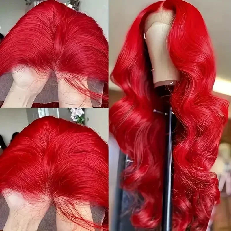 30 40 Inch Hot Red 13x6 Hd Lace Frontal Wigs Human Hair Wig Brazilian Red Colored Body Wave 13x4 Lace Front Wig For Black Women