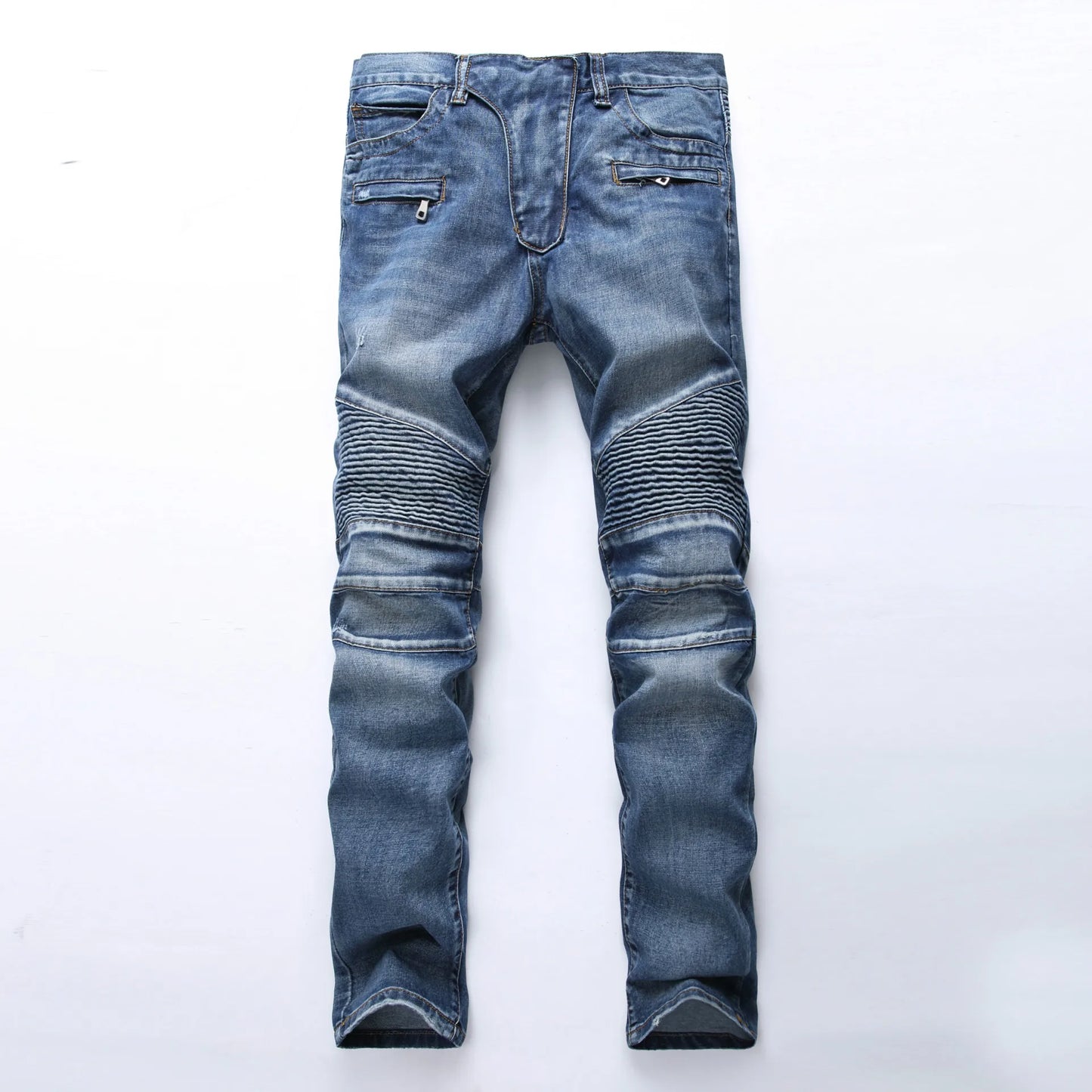 Jeans Men Long Pants Denim Pant High Waist Simple Zipper Splice Casual Regular Slim Fit Straight Trousers Autumn Winter