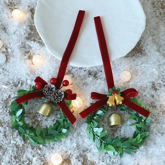 Dollhouse Miniature Merry Chrismas Mini Xmas Wreaths Chrismas Tree Decor Garland Wreath Mini Craft Wreaths Winter Snow Ornaments