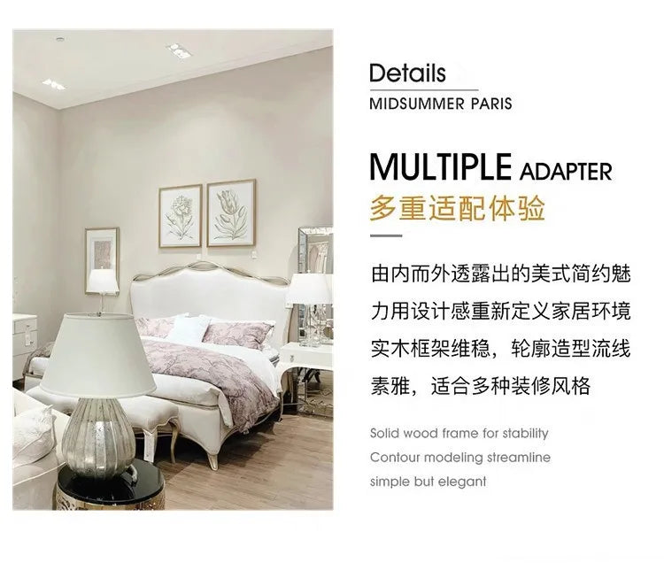 Clearance Adjustable Double Bed Aesthetic American White Modern Double Bed Luxury Queen Size Camas De Dormitorio Furniture Home