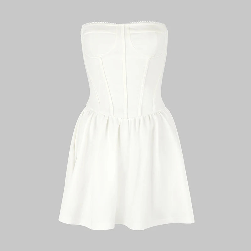 Sexy Women's Dresses New Summer Fashion Streetwear Casual Slim Dress Solid Sexy Elegant Lady Backless Strapless Dresses Clothing