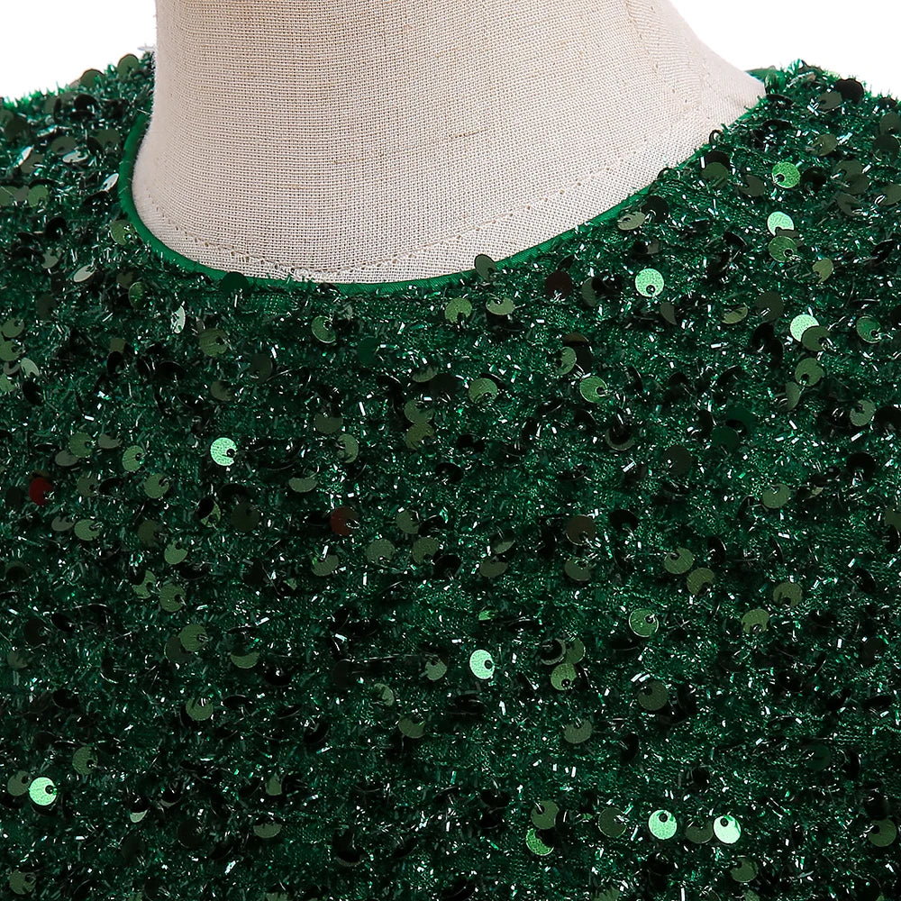 Christmas Princess Dress For Girls Children Costume Long Sleeve Sequin Wedding Evening Vestidos Kids Girl Birthday Party Dresses