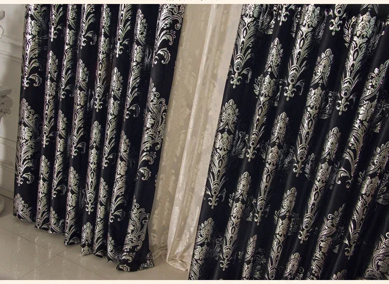 European-style Curtains For Living Dining Room BedroomBronzing Velvet Black Velvet Curtain Silver Light Luxury Customization
